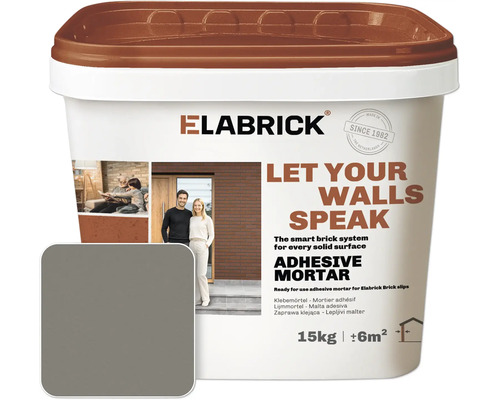 Seau de mortier adhesif Elabrick pour plaquettes de parement 15 kilogrammes pour 6 metres carres