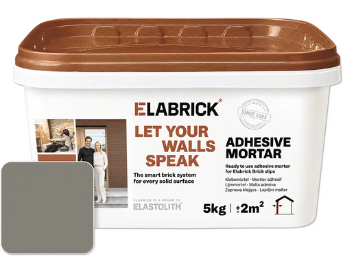 Mortier adhésif Elabrick pour plaquettes de parement en seau de 5 kilogrammes pour environ 2 mètres carrés