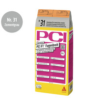 PCI FT Fugenmörtel für Spaltklinker und Großformate in Zementgrau, fünf Kilogramm Sack.