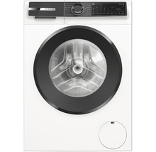 Lave-linge séchant Bosch Série 6 avec chargement frontal, affichage numérique et bouton rotatif pour la sélection des programmes.