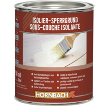 Dose Hornbach Isolier Sperrgrund als absperrende Grundierung für Holz um Flecken und Gelbfärbung zu verhindern.