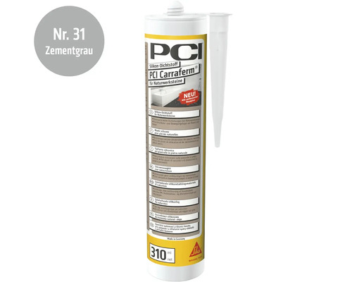Mastic silicone PCI Carraferm gris ciment cartouche de 310 millilitres pour pierres naturelles