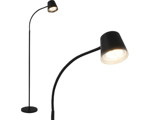 Lampadaire moderne avec tête de lampe réglable et pied rond pour un éclairage ciblé.