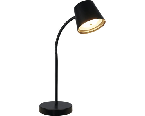 Lampe de bureau moderne avec col flexible et tête de lampe ronde pour un éclairage de travail ciblé.