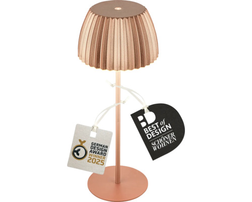 Lampe de table sans fil moderne avec abat-jour plissé et récompense de design