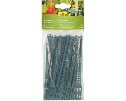 Liens horticoles FloraSelf en paquet de 50 unités de 14 cm de longueur pour la fixation des plantes au jardin.