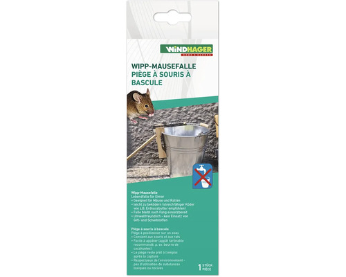 Windhager Wipp Mausefalle als Lebendfalle für Eimer zur Bekämpfung von Mäusen und Ratten ohne Giftstoffe.