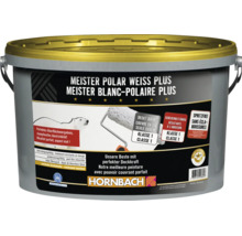 Eimer mit Meister Polar Weiss Plus Wandfarbe mit hoher Deckkraft und Spritzschutz für ein mattes Streichergebnis.