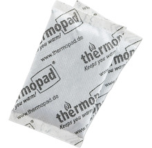 Deux coussins chauffants Thermopad à usage unique pour réchauffer les mains ou le corps.