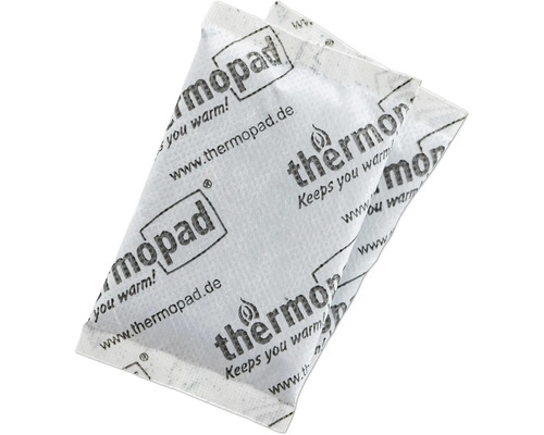 Deux coussins chauffants Thermopad à usage unique pour réchauffer les mains ou le corps.
