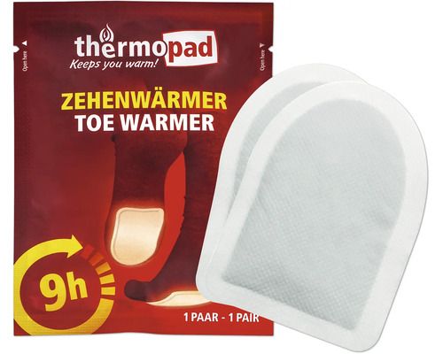 Chauffe-orteils Thermopad coussins chauffants jetables pour neuf heures de chaleur, une paire dans l'emballage.