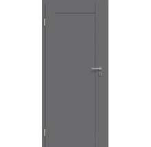 Moderne Innentür mit glatter Oberfläche und einer senkrechten Füllung inklusive Türdrücker und Bänder