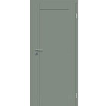 Moderne Innentür mit glatter Oberfläche und einer integrierten Türklinke inklusive Schlossblende und Türscharnieren.