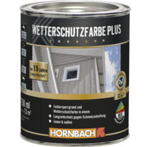 Pot de peinture de protection contre les intempéries Hornbach Plus de 750 millilitres pour intérieur et extérieur avec 15 ans de protection.