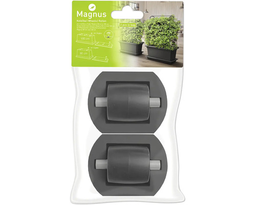 Lot de deux roulettes en plastique pour jardinières et soucoupes Magnus, adaptées aux modèles de 80 cm et 100 cm.