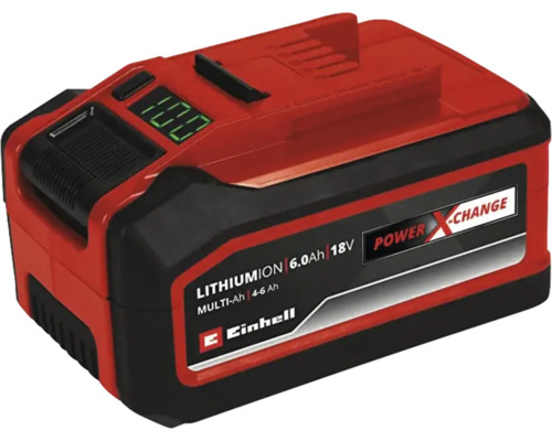 Batterie lithium ion Einhell Power X Change 18 Volt avec capacité de 6 Ampere heures et indicateur de niveau de charge