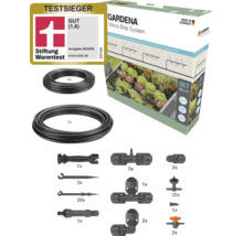Kit d'arrosage goutte à goutte GARDENA pour potagers surélevés et rangées avec accessoires et distinction de Stiftung Warentest