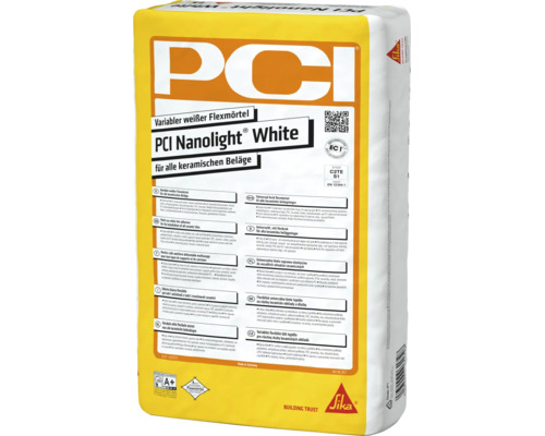 PCI Nanolight White Flexmörtel für alle keramischen Beläge zur Verlegung von Fliesen im Innen und Außenbereich