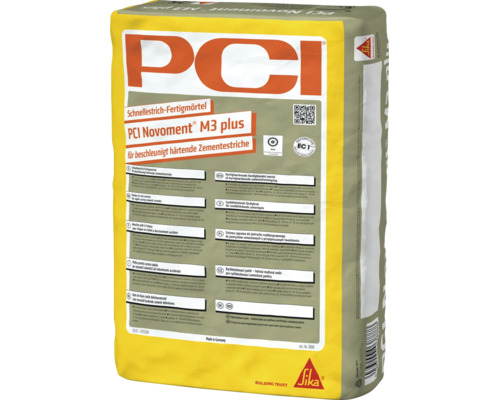 PCI Novoment M3 plus Schnellestrich Fertigmörtel zur Herstellung schnell erhärtender Zementestriche in einem Sack verpackt.