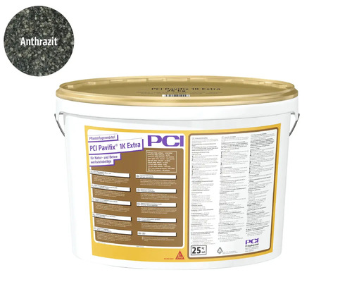 Mortier de jointoiement pour pavés PCI Pavifix 1K Extra en seau de 25 kilogrammes pour pierres naturelles et pavés en béton anthracite