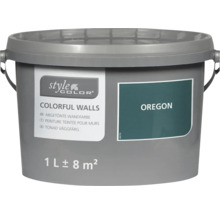 Un litre de peinture murale Style Color Colorful Walls teinte Oregon dans un seau.