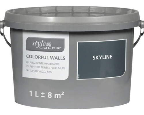 Peinture murale Style Color Colorful Walls teinte Skyline en seau de 1 litre pour environ 8 mètres carrés.