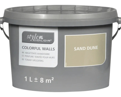 Seau de peinture murale StyleColor Colorful Walls ton Sand Dune, 1 litre pour environ 8 mètres carrés.