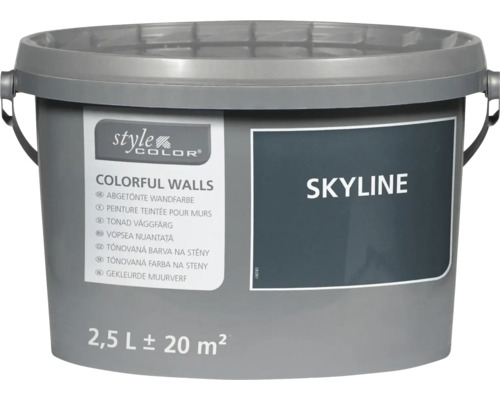 Peinture murale teintée StyleColor Skyline dans un seau de 2,5 litres pour 20 mètres carrés de surface.