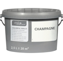 Peinture murale StyleColor en seau, teinte Champagne, contenance 2,5 litres pour environ 20 mètres carrés.