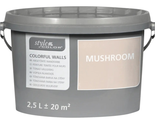 Seau en plastique avec 2,5 litres de peinture murale Style Color ton Mushroom pour 20 mètres carrés