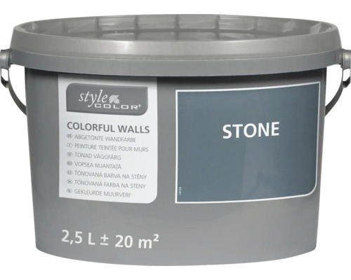 Seau de peinture murale Style Color Colorful Walls ton Stone, contenu 2,5 litres pour environ 20 mètres carrés.