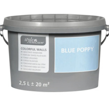Peinture murale Style Color Colorful Walls en seau 2,5 litres Blue Poppy