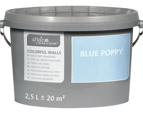 Peinture murale Style Color Colorful Walls en seau 2,5 litres Blue Poppy