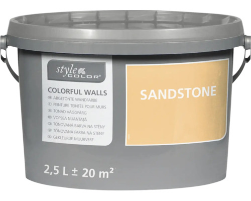 Seau de peinture murale Style Color teinte Sandstone, bidon de 2,5 litres pour environ 20 mètres carrés de surface murale.