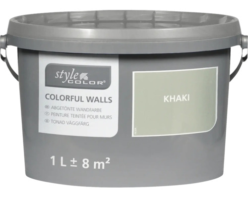 Style Color Colorful Walls Wandfarbe Khaki im 1 Liter Eimer für 8 Quadratmeter Reichweite