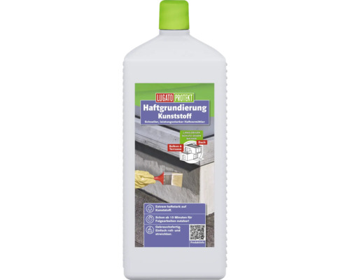 Primaire d'accrochage pour plastique Lugato Protekt pour balcon, terrasse et toit dans un flacon en plastique.