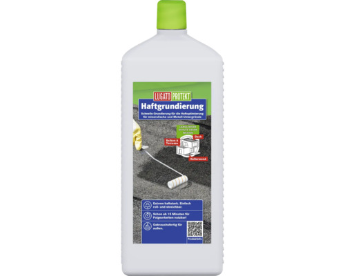 Primaire d accrochage Lugato Protekt pour surfaces minerales et metalliques, adapte pour une utilisation exterieure sur toits, balcons et terrasses.