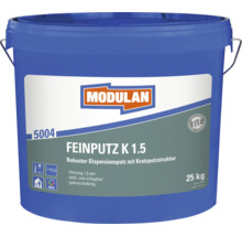 Enduit fin Modulan K 1.5 dispersion seau de 25 kg, enduit gratté robuste pour intérieur et extérieur, granulométrie 1,5 mm.