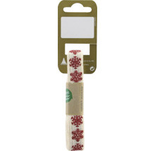 Ruban cadeau décoratif en fibres naturelles avec motif flocon de neige sur une carte de suspension