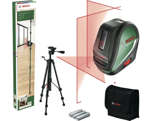 Bosch UniversalLevel 3 Maxi Set Kreuzlinienlaser mit Stativ und Zubehör