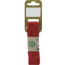 Ruban décoratif rouge avec motif étoiles en fibre naturelle sur carte