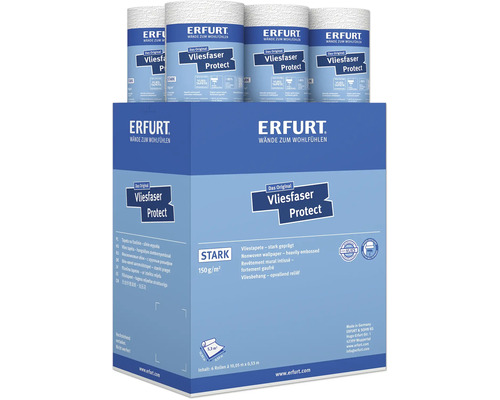 Erfurt Vliesfaser Protect stark geprägte Vliestapete, 6 Rollen, 150 Gramm pro Quadratmeter, PVC frei.