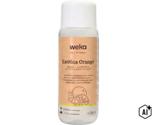Weka Exotica Orange concentré d infusion pour sauna et hammam, flacon de 250 millilitres pour bien-être (Image AI modified or generated)