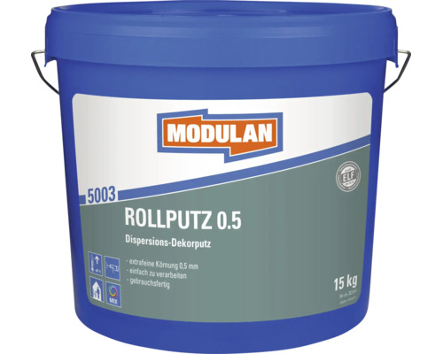 Enduit à rouler Modulan 0.5 enduit de décoration en dispersion en seau de 15 kilogrammes avec grain de 0,5 millimètre pour intérieur