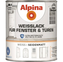 Dose Alpina Weisslack für Fenster und Türen seidenglänzend für Holz Metall und Kunststoff mit zehn Jahren Wetterschutz