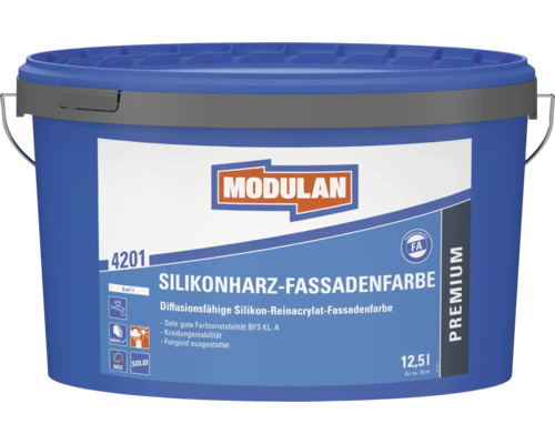 Peinture de façade résine silicone Modulan Premium seau de 12,5 litres pour protection de façade respirante et stabilité de teinte