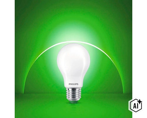 Philips LED Lampe in Birnenform mit E27 Sockel und mattem Glaskolben (Image AI modified or generated)