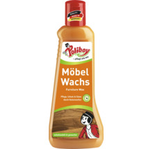 Poliboy Möbelwachs zur Pflege und zum Schutz von Holzmöbeln in einer Kunststoffflasche.