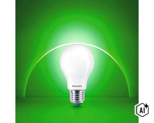 Ampoule LED Philips avec culot E27 de forme classique (Image AI modified or generated)