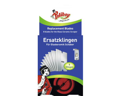 Lames de rechange Poliboy pour grattoir vitrocéramique, paquet de 8 lames en métal pour le nettoyage de la plaque de cuisson.